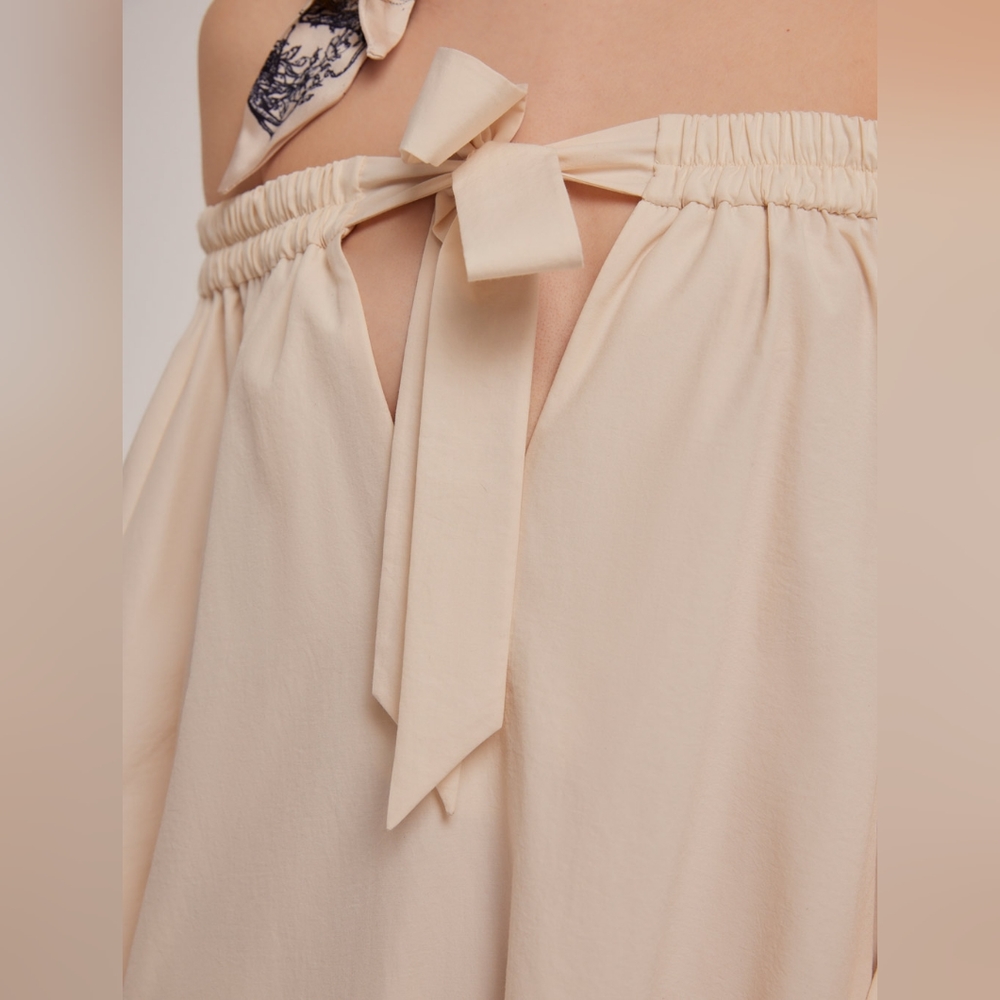 LATTELIER. NWT Maxi Dress With Elastic Neck (Cream) - Picture 3 of 10